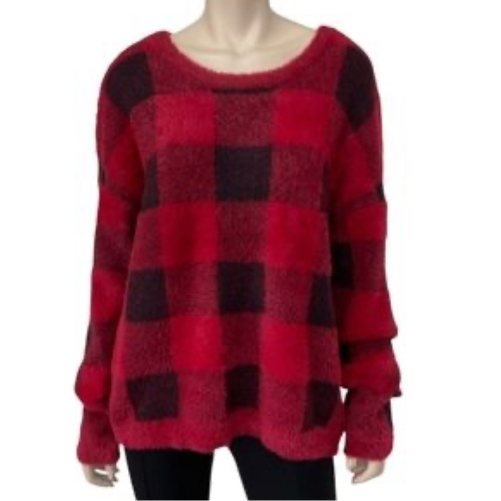 CYRUS Buffalo Plaid Red and Black Women's Sweater medium - Picture 6 of 6